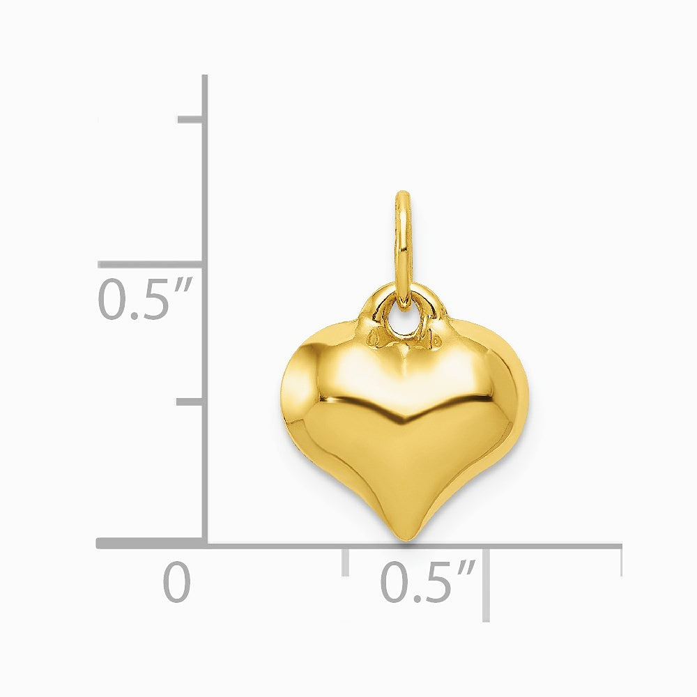 10K / 14K Yellow Gold Polished 3-D Heart Pendant - Product Photo