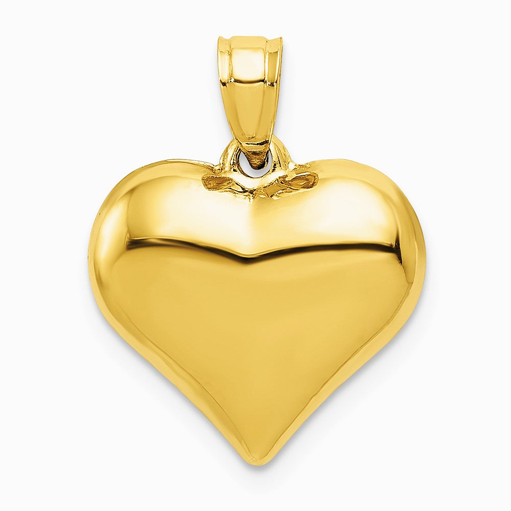 10K / 14K Yellow Gold Polished 3-D Heart Pendant - Product Photo