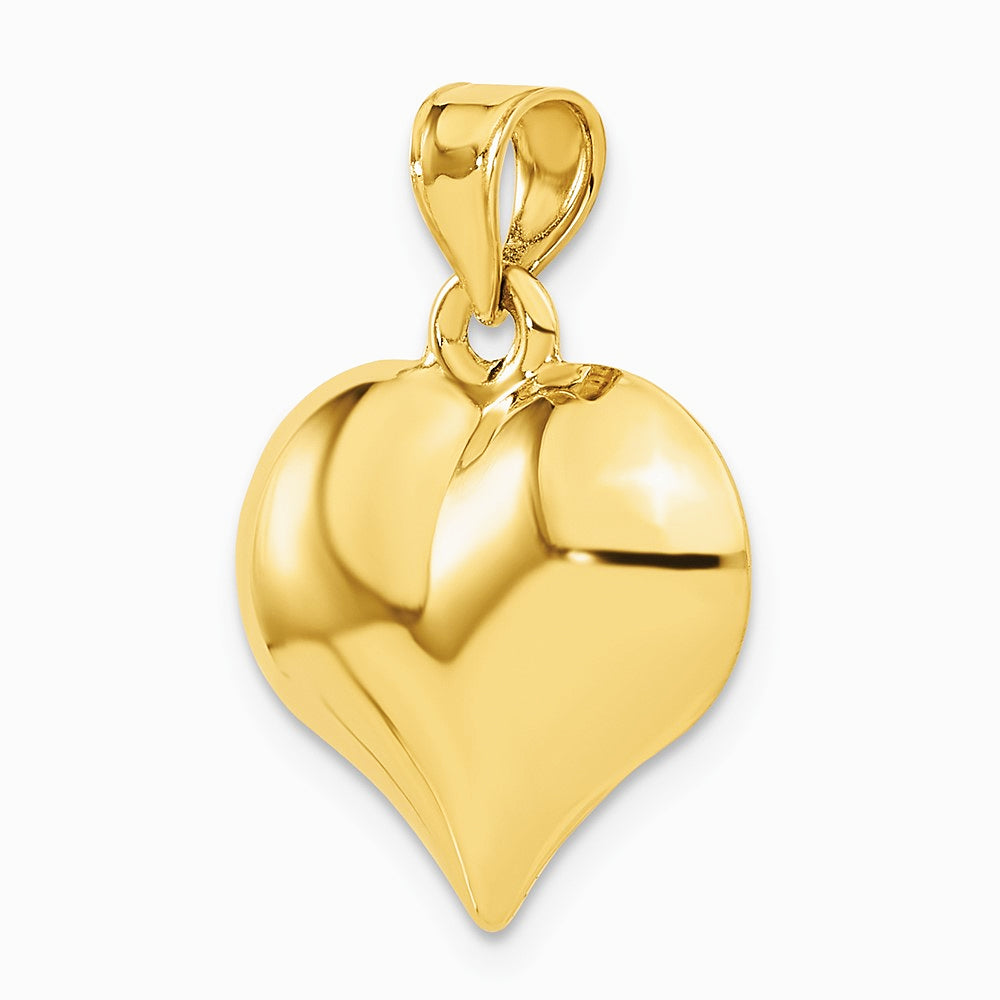 10K / 14K Yellow Gold Polished 3-D Heart Pendant - Product Photo