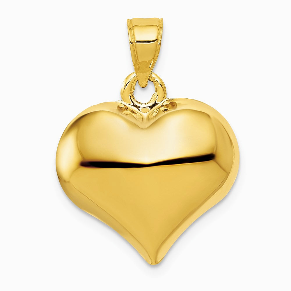 10K / 14K Yellow Gold Polished 3-D Heart Pendant - Product Photo