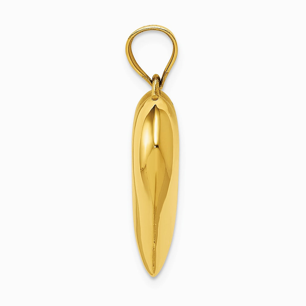 10K / 14K Yellow Gold Polished 3-D Heart Pendant - Product Photo