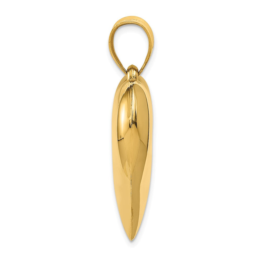 10K / 14K Yellow Gold Polished 3-D Heart Pendant - Product Photo