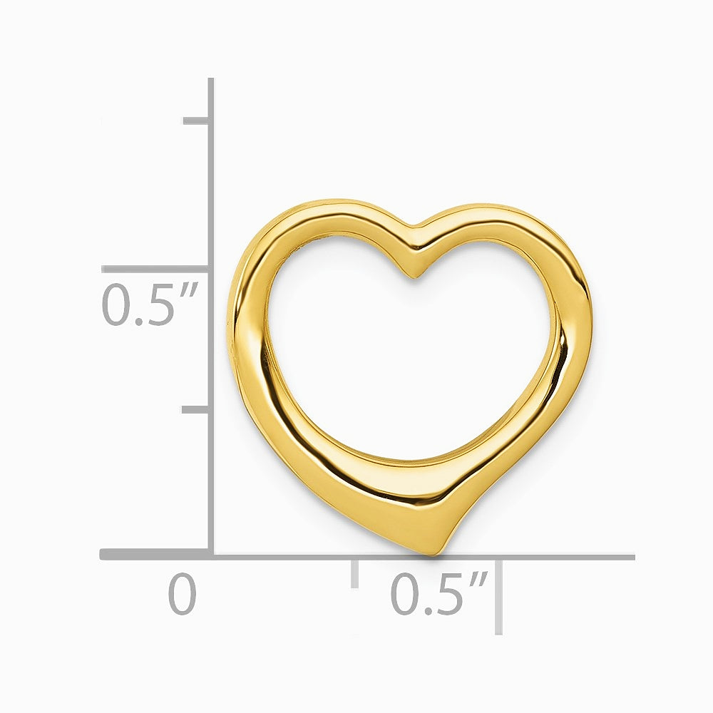10K / 14K Yellow Gold Polished Heart Chain Slide - Product Photo