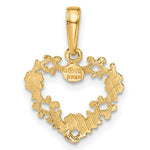 10K / 14K Yellow Gold Polished Floral Border Heart Pendant - Product Photo