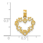 10K / 14K Yellow Gold Polished Floral Border Heart Pendant - Product Photo