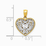 14K Two-tone Polished Diamond-cut Reversible Heart Pendant - Product Photo