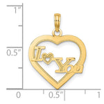 14k I HEART YOU in Heart Frame Charm - Product Photo
