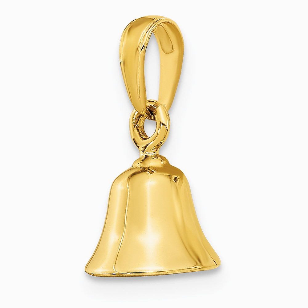 10K / 14K Yellow Gold 3-D Moveable Bell Pendant - Product Photo