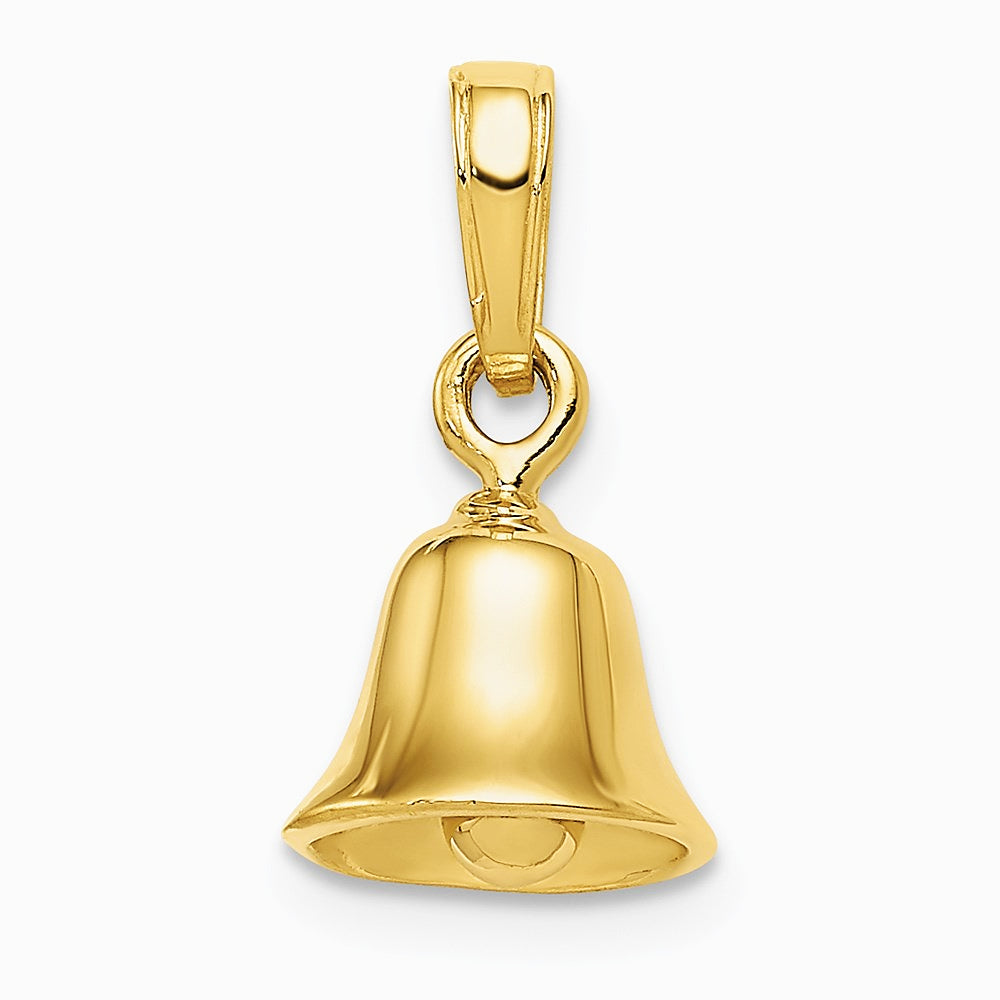 10K / 14K Yellow Gold 3-D Moveable Bell Pendant - Product Photo
