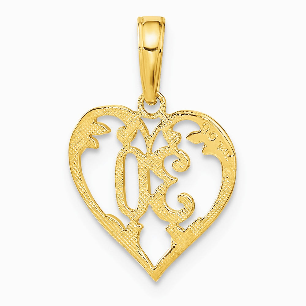 10K / 14K Yellow Gold 30 in Heart Cut-out Pendant - Product Photo