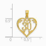 10K / 14K Yellow Gold 30 in Heart Cut-out Pendant - Product Photo