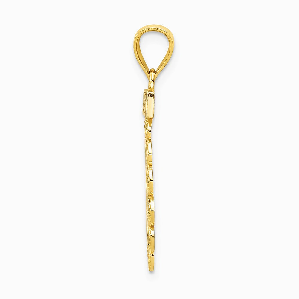14K Yellow & Rhodium with Rhodium Filigree SWEET 16 Pendant - Product Photo