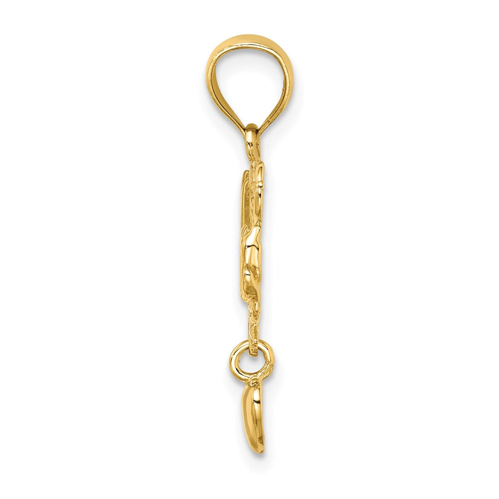 14k MOM w/ Dangling Heart Charm - Product Photo
