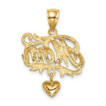 14k MOM w/ Dangling Heart Charm - Product Photo