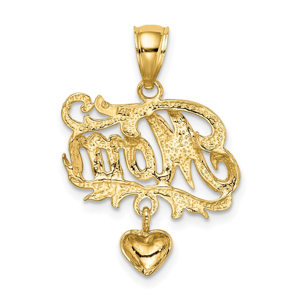 14k MOM w/ Dangling Heart Charm - Product Photo