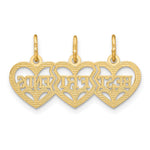 14k Triple Heart Diamond-cut BEST FRIENDS Break-apart Pendant - Product Photo