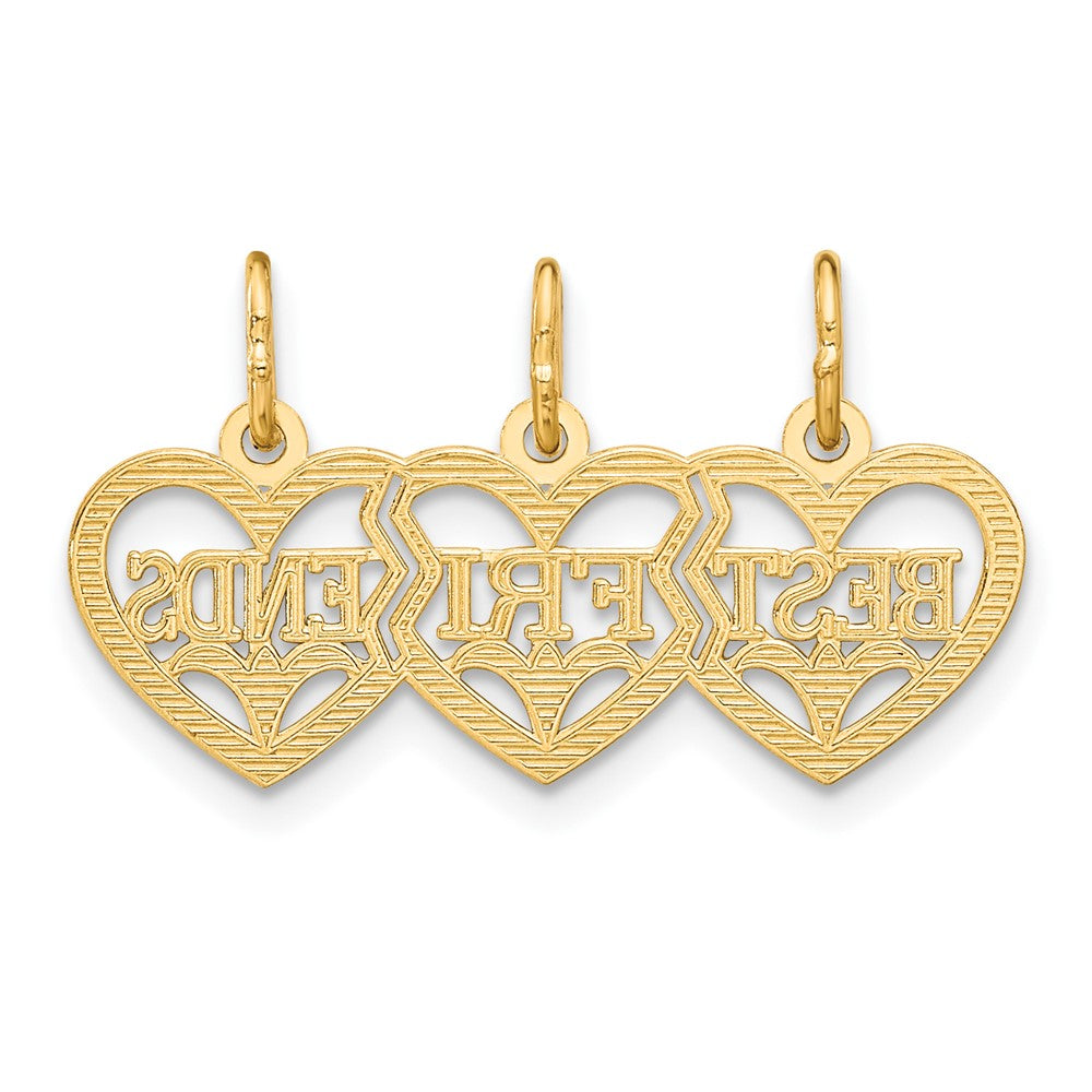14k Triple Heart Diamond-cut BEST FRIENDS Break-apart Pendant - Product Photo