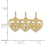 14k Triple Heart Diamond-cut BEST FRIENDS Break-apart Pendant - Product Photo