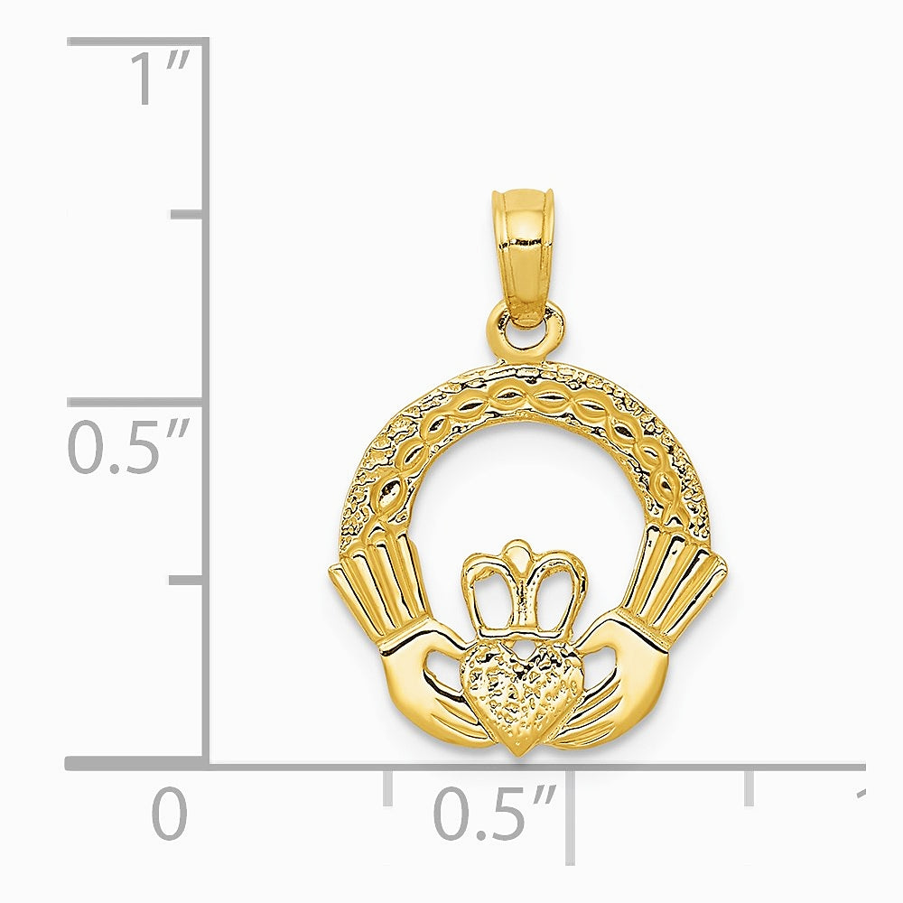 10K / 14K Yellow Gold Claddagh Charm - Product Photo