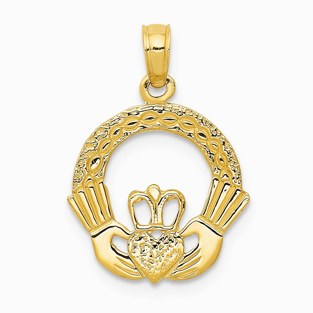 10K / 14K Yellow Gold Claddagh Charm - Product Photo