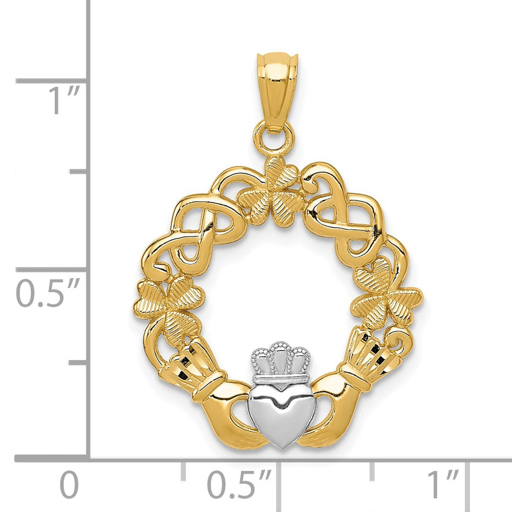14k Rhodium Claddagh Pendant - Product Photo