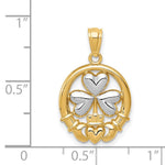 14k Rhodium-plated Shamrock and Claddagh Pendant - Product Photo