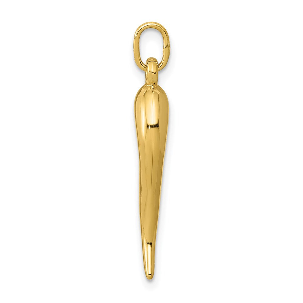 14K Yellow Gold 3D Italian Horn Charm - Product Photo
