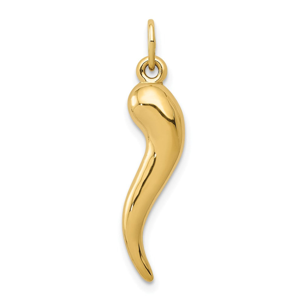 14K Yellow Gold 3D Italian Horn Charm - Product Photo