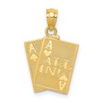 14k Ace of Hearts and Ace of Spades ALL IN! Cards Pendant - Product Photo