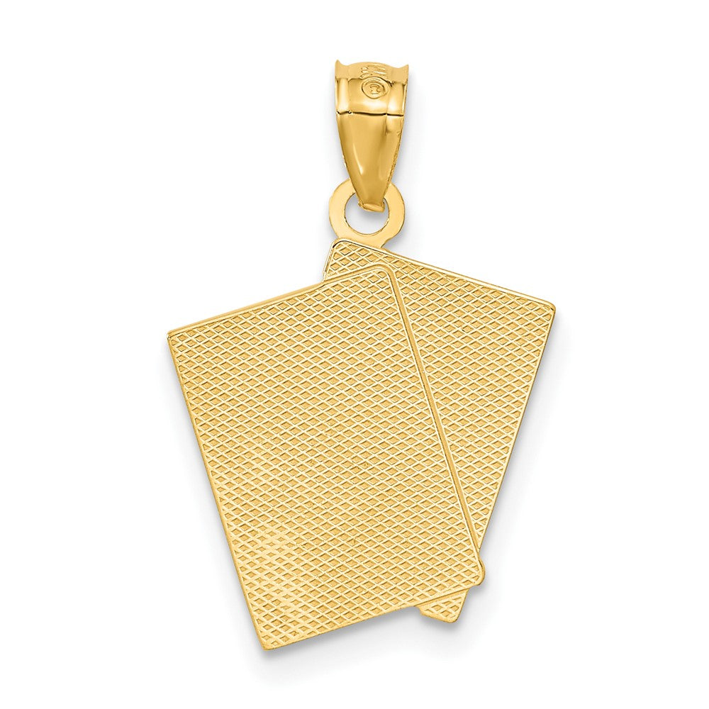 14k Ace of Hearts and King of Hearts ALL IN! Cards Pendant - Product Photo