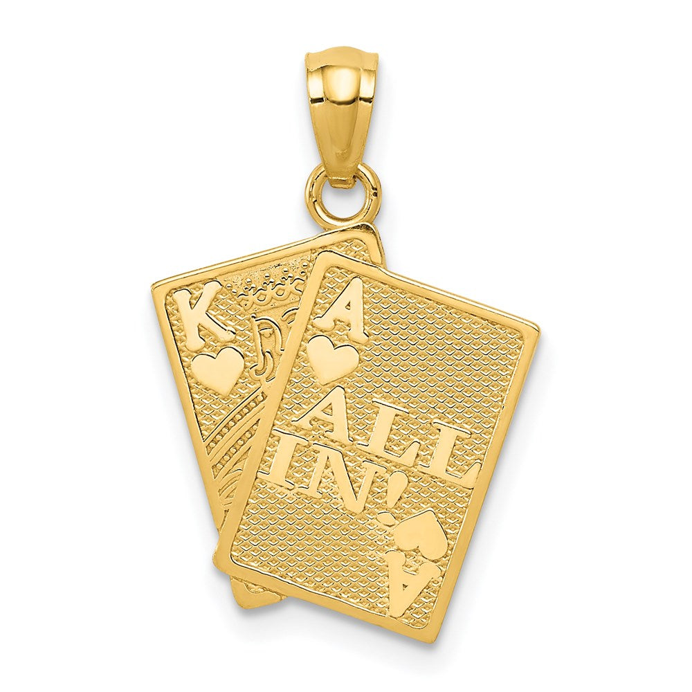14k Ace of Hearts and King of Hearts ALL IN! Cards Pendant - Product Photo