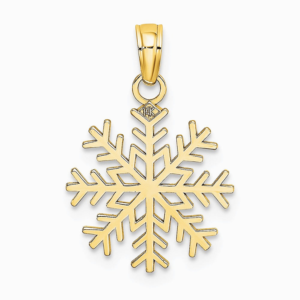 10K / 14K Yellow Gold Snowflake Pendant - Product Photo