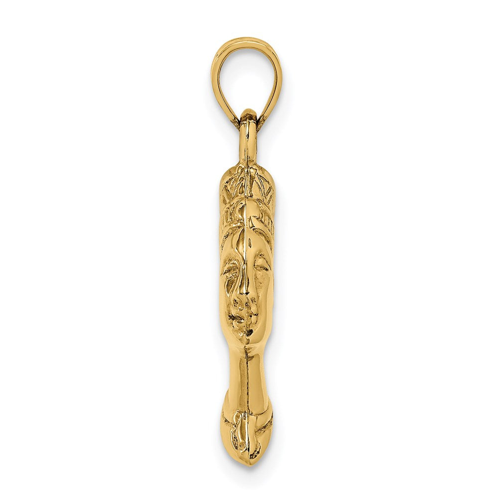 10K / 14K Yellow Gold 3-D Nefertiti Pendant - Product Photo
