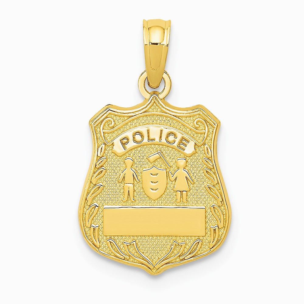 10K / 14K Yellow Gold Police Badge Pendant - Product Photo