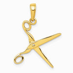 10K / 14K Yellow Gold 3-D Moveable Scissors Pendant - Product Photo