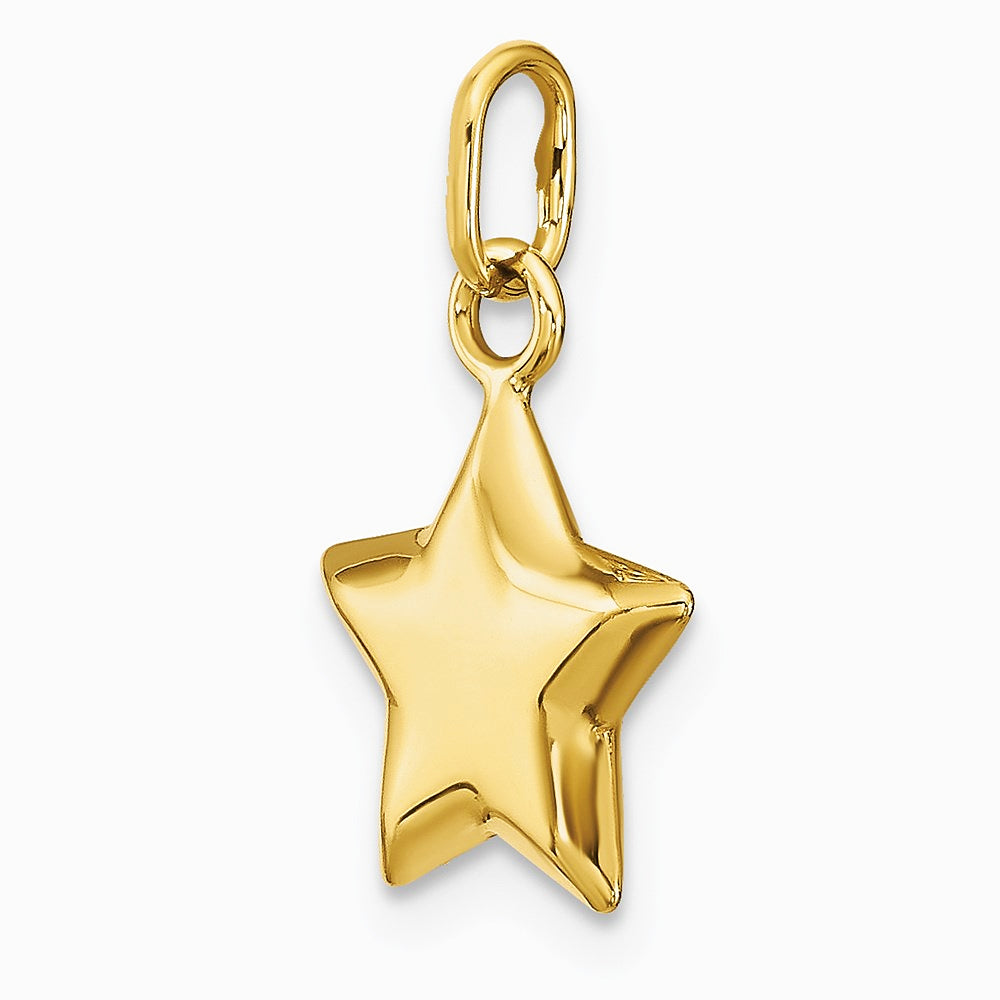 14K Yellow Gold 3-D Puffed Star Charm - Product Photo