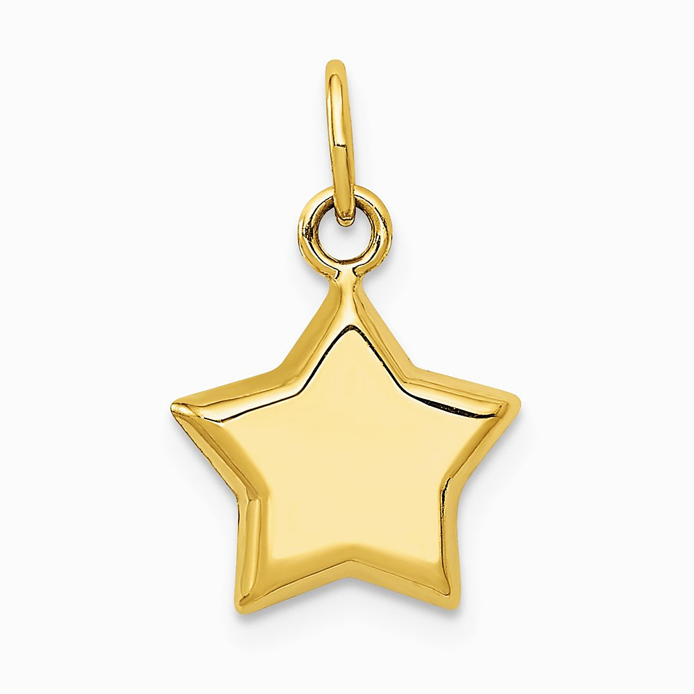 14K Yellow Gold 3-D Puffed Star Charm - Product Photo