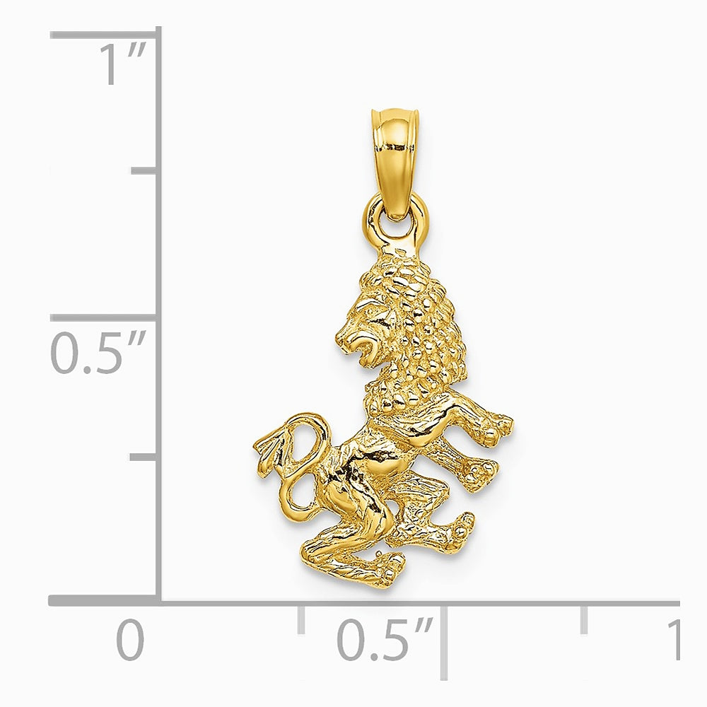 10K / 14K Yellow Gold 3-D Leo Zodiac Pendant - Product Photo