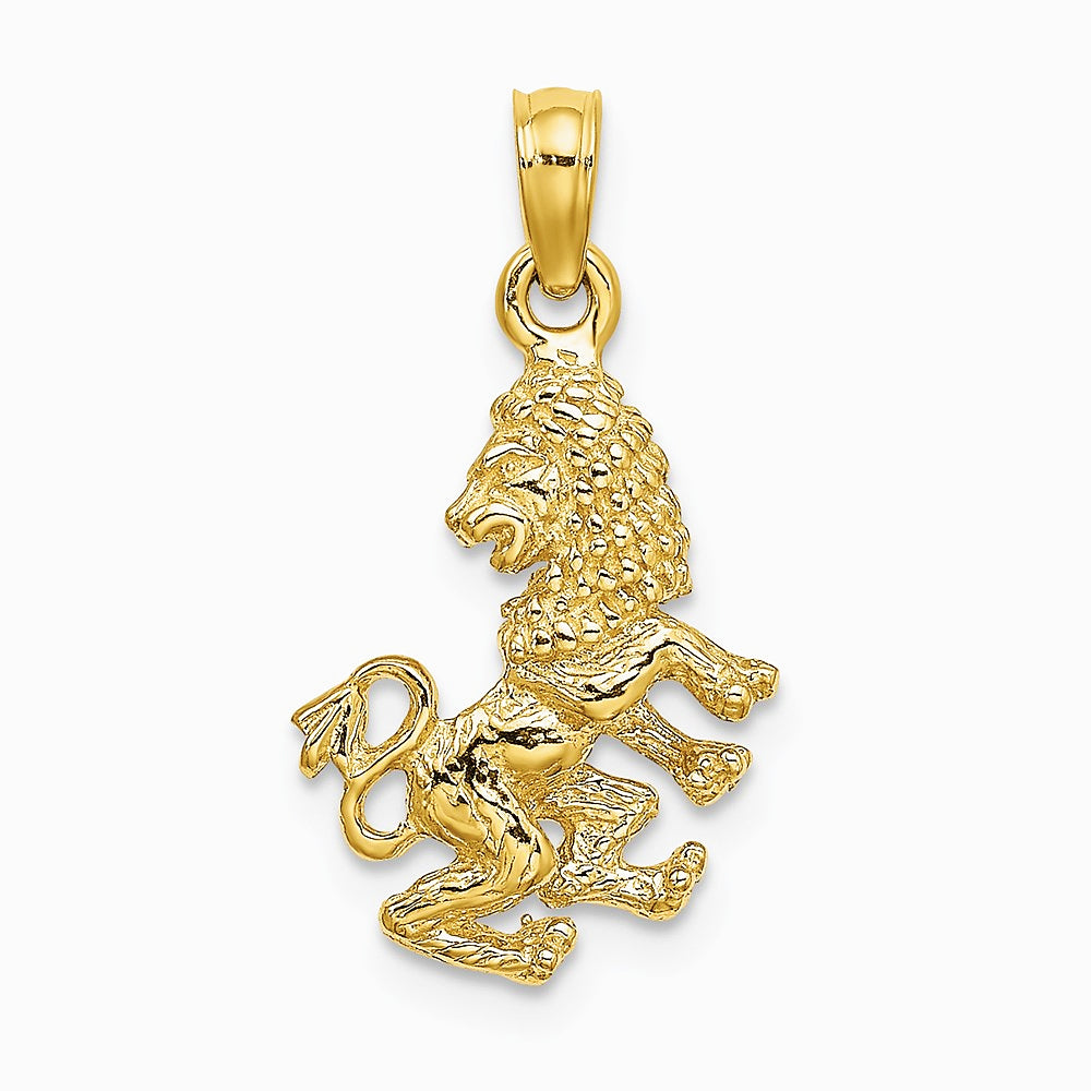 10K / 14K Yellow Gold 3-D Leo Zodiac Pendant - Product Photo