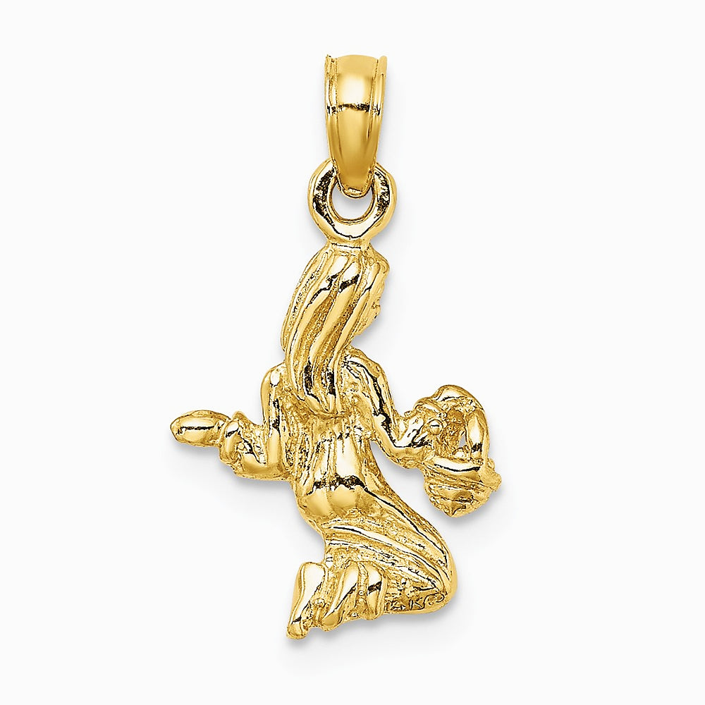 10K / 14K Yellow Gold 3-D Virgo Zodiac Pendant - Product Photo