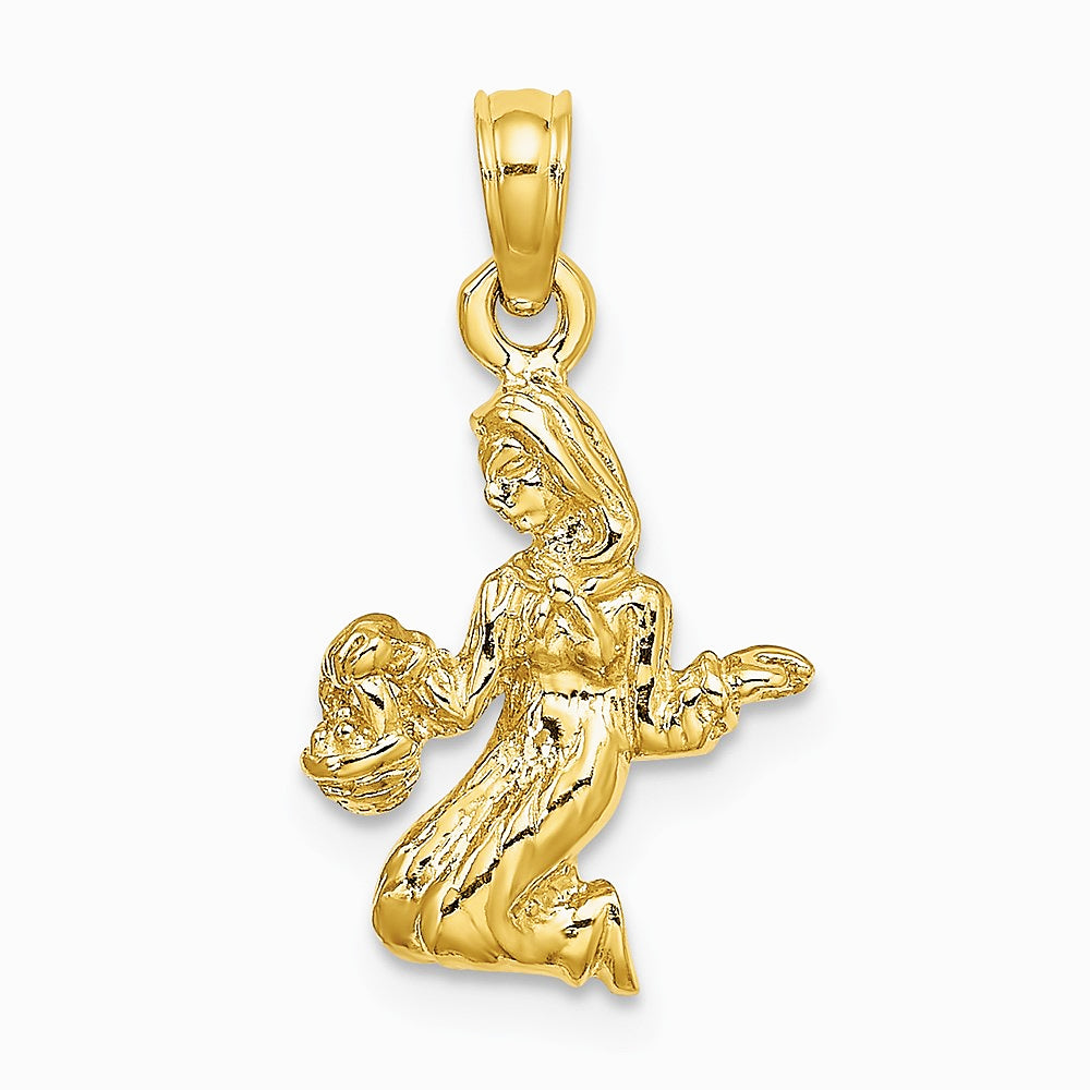 10K / 14K Yellow Gold 3-D Virgo Zodiac Pendant - Product Photo