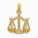 10K / 14K Yellow Gold 3-D Libra Zodiac Pendant - Product Photo
