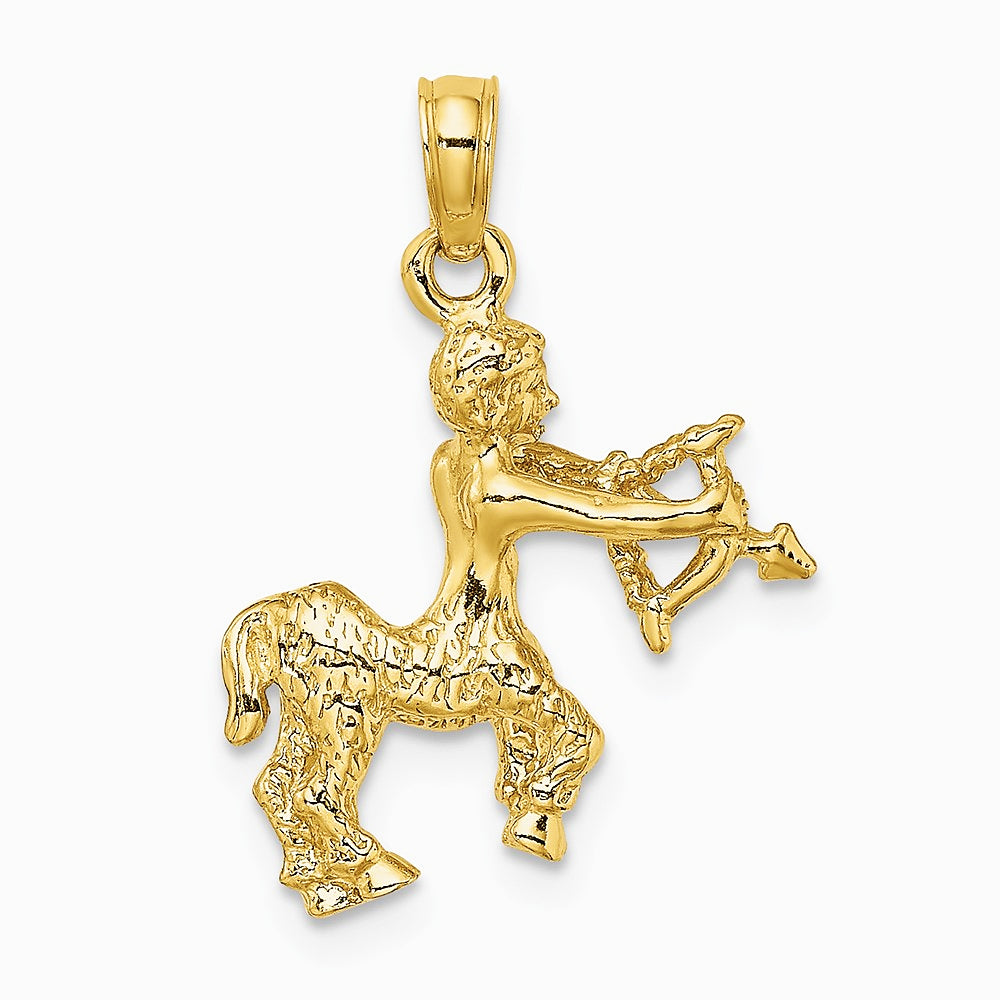 10K / 14K Yellow Gold 3-D Sagittarius Zodiac Pendant - Product Photo