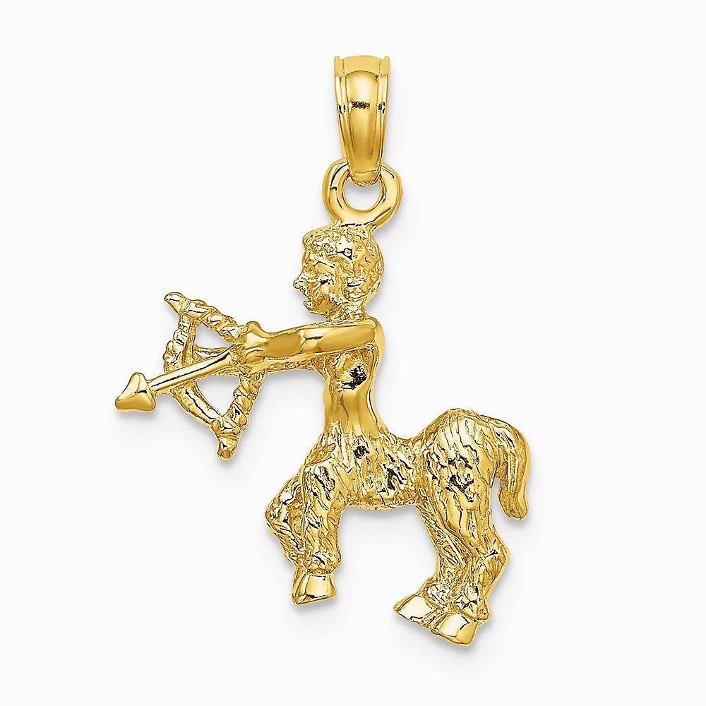 10K / 14K Yellow Gold 3-D Sagittarius Zodiac Pendant - Product Photo