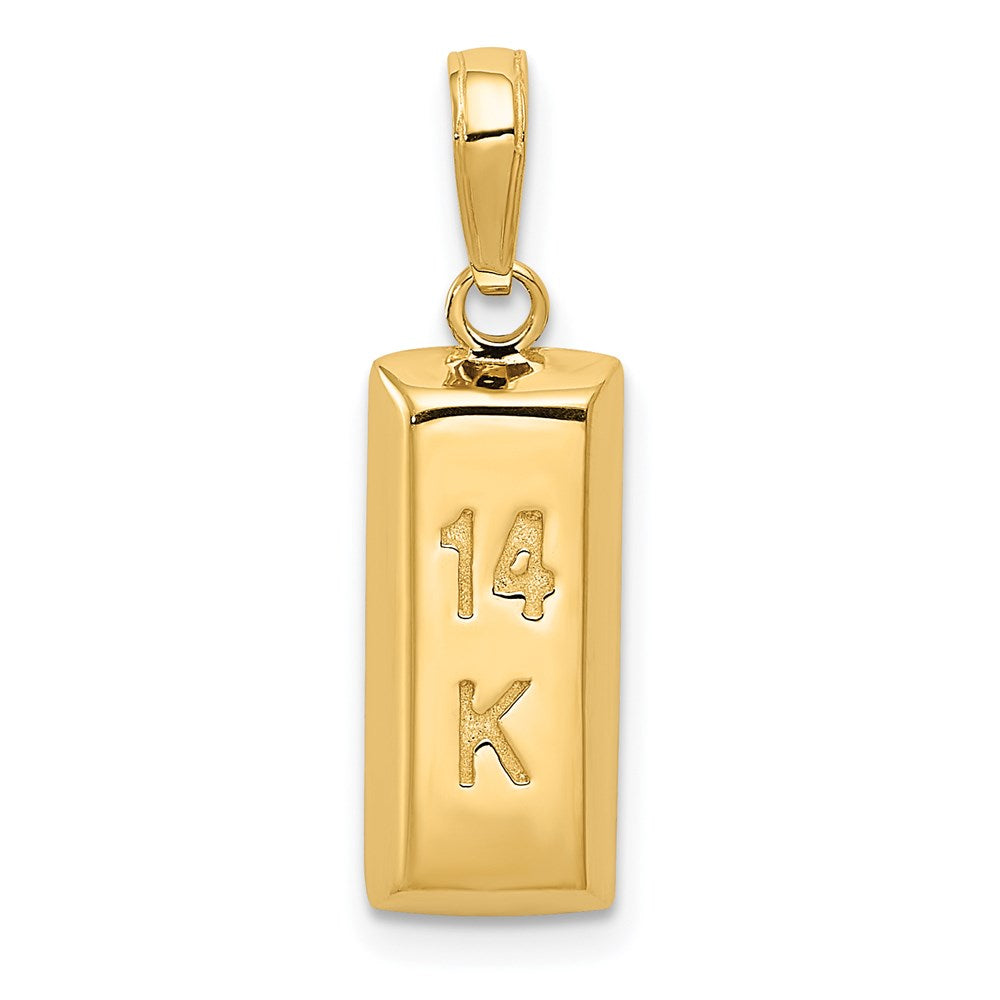 14k 3D Gold Bar Pendant - Product Photo