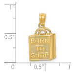 14K Shopping Bag w/BORN TO SHOP Pendant - Product Photo