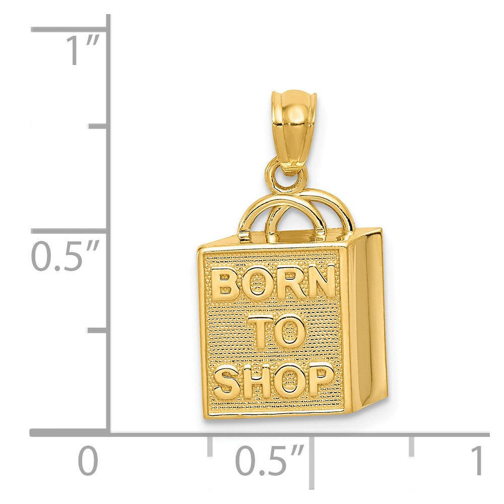 14K Shopping Bag w/BORN TO SHOP Pendant - Product Photo
