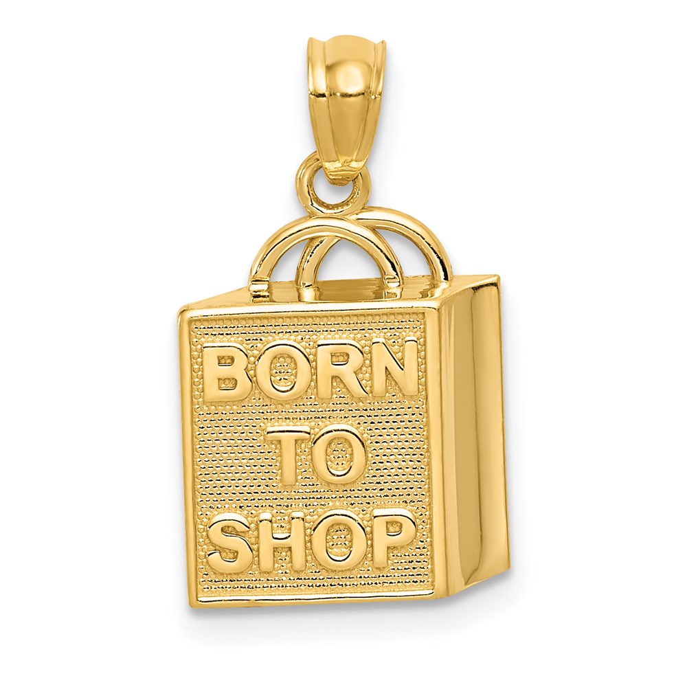 14K Shopping Bag w/BORN TO SHOP Pendant - Product Photo