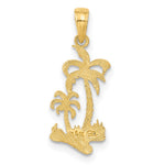 10K / 14K Yellow Gold Double Palm Trees Pendant - Product Photo