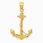 10K / 14K Yellow Gold 3-D Anchor with Rope Pendant - Product Photo